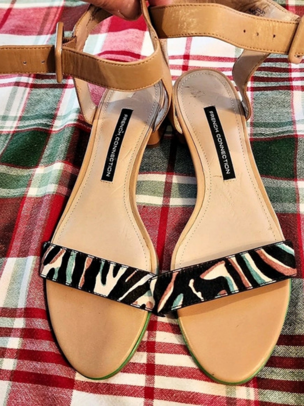 French Connection Colby Animal Print Heeled Sandals 39 1/2